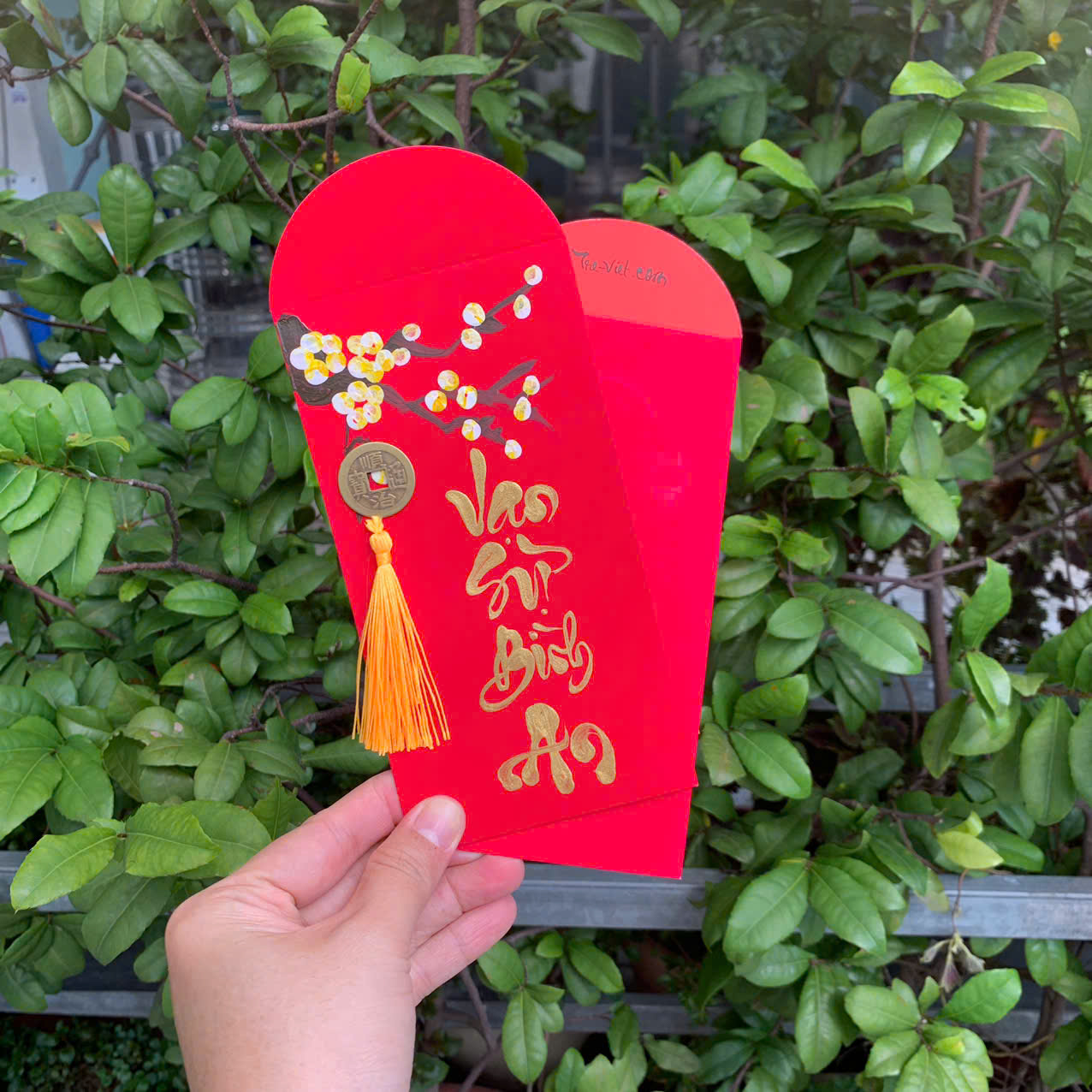 Bao lì xì đỏ mừng thọ/ mừng tuổi chữ viết tay Thư Pháp câu chúc có đồng xu may mắn giá 20,000 đang rẻ nhất thị trường