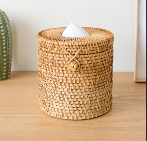 Hộp Mây Tròn Đựng Khăn Giấy - Rattan Tissue Box giá 200,000 đang rẻ nhất thị trường