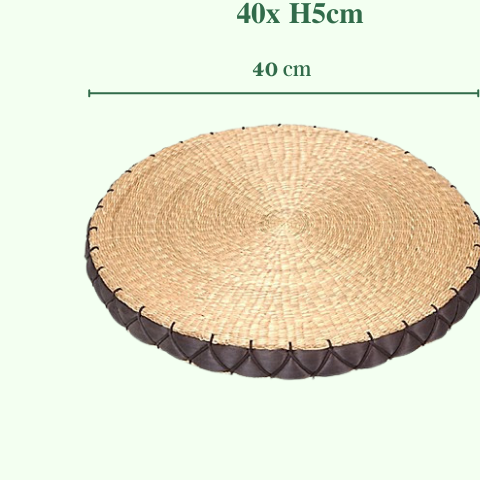 hình ảnh của sản phẩm Đệm cói chữ nhật đen D45cm