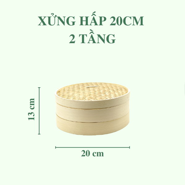 ảnh của sản phẩm Lồng Hấp Tre, Xửng Hấp Bánh Bao Há Cảo 1 tầng 2 tầng - Bamboo Steamer số 4