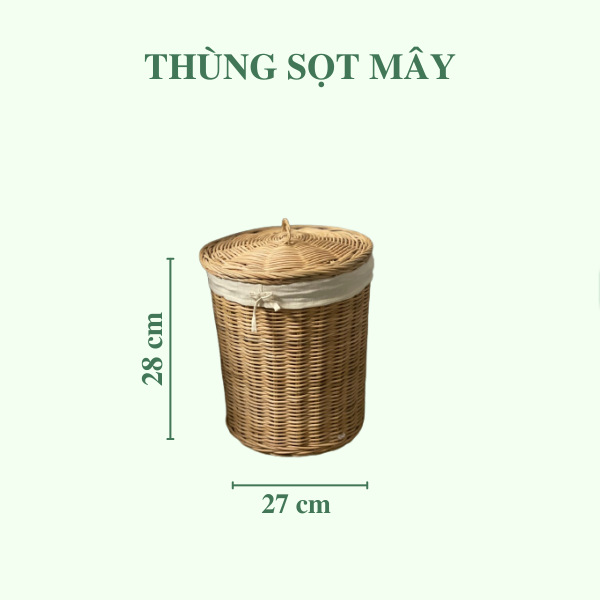 Thùng Sọt Mây - Thùng Rác Mây để toilet có lót nắp và lót vải giá 260,000 đang rẻ nhất thị trường