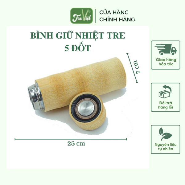 Bình giữ nhiệt vỏ tre 5 đốt - Bamboo Thermos Flask giá 270,000 đang rẻ nhất thị trường