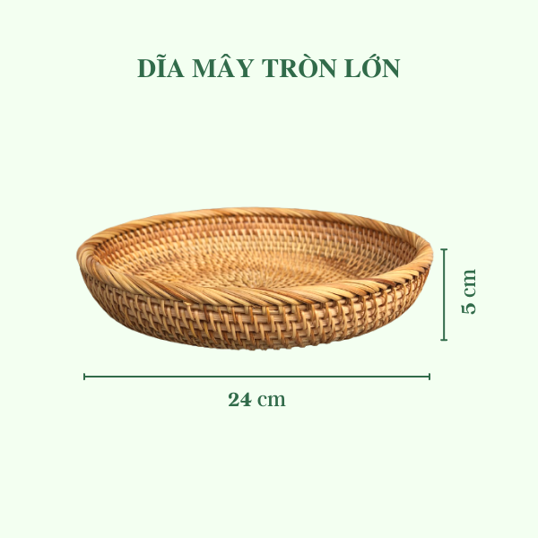 ảnh của sản phẩm Dĩa mây đựng đồ - Dĩa mây guột decor trang trí - Rattan Plate số 5