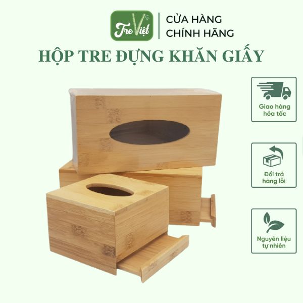 Hộp Đựng Khăn Giấy bằng Tre Decor Trang Trí Bàn Ăn - Bamboo Tissue Box giá 75,000 đang rẻ nhất thị trường