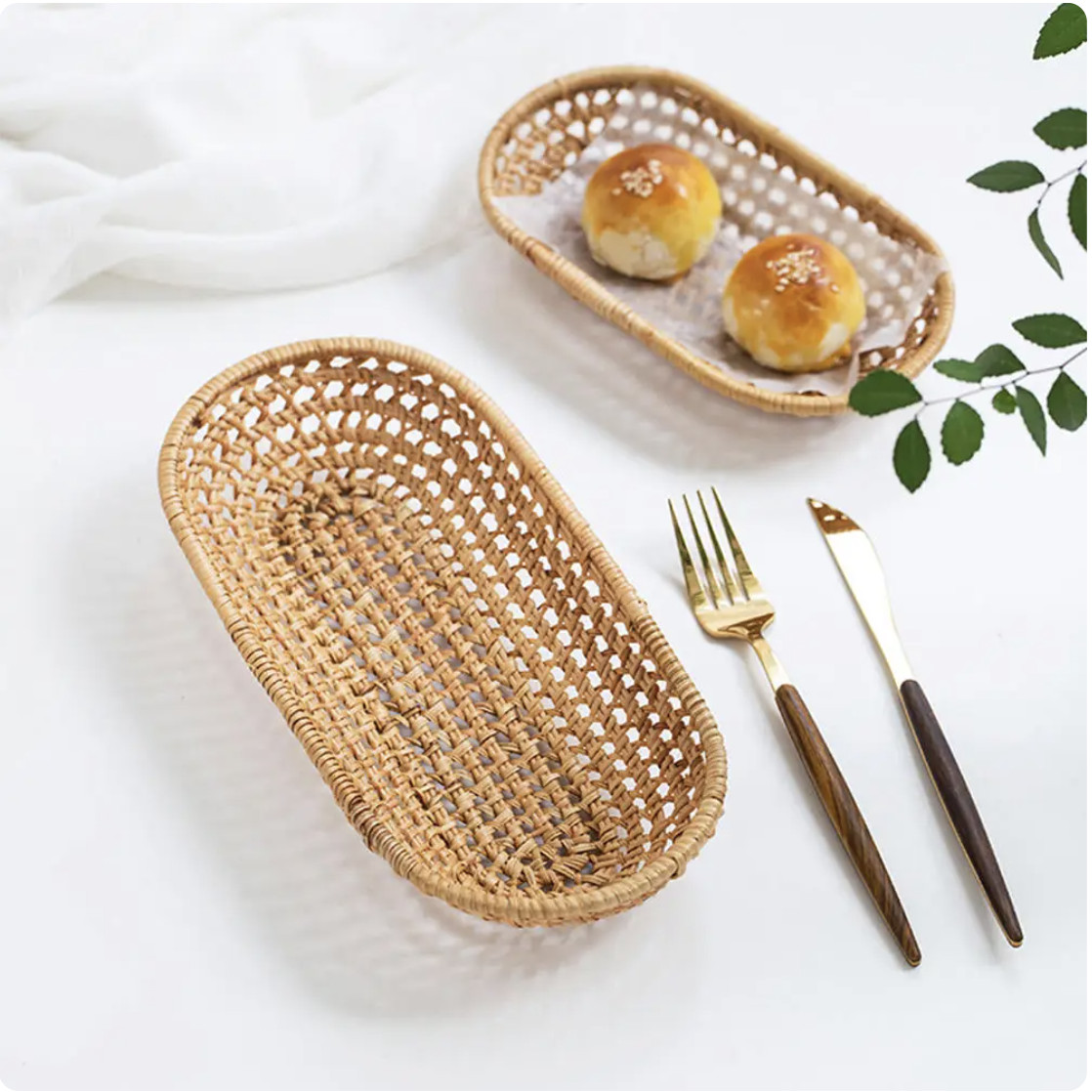 Khay mây đựng bánh mì, khoai tây xinh xắn - Dĩa bánh kẹo trưng bày giá 40,000 đang rẻ nhất thị trường