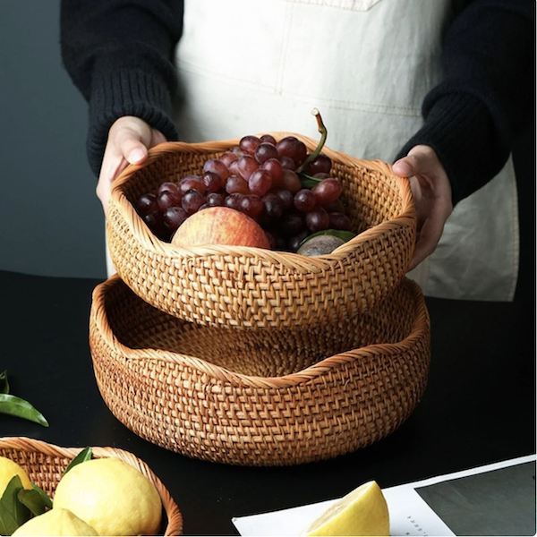 Bát Mây Tròn Viền Lượn Sóng - Khay Mây Viền Sen - Rattan Storage Basket giá 150,000 đang rẻ nhất thị trường