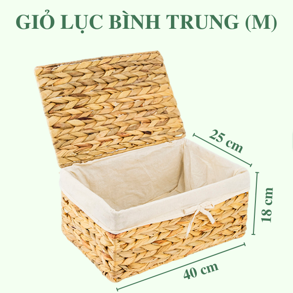 ảnh của sản phẩm Bộ 3 giỏ lục bình đa năng nắp lót số 5