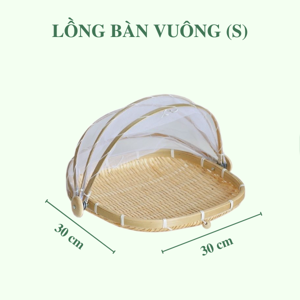 ảnh của sản phẩm Mẹt Tre Lồng Bàn Vuông / Lồng bàn gấp gọn - Bamboo Food Storage Tray With Lid số 5