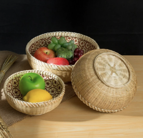 Rổ Tre Đan Hoa Thị 2 Lớp, Rổ Đựng Đồ Đa Năng Dùng Trang Trí Bàn Ăn - Bamboo Storage Basket giá 100,000 đang rẻ nhất thị trường