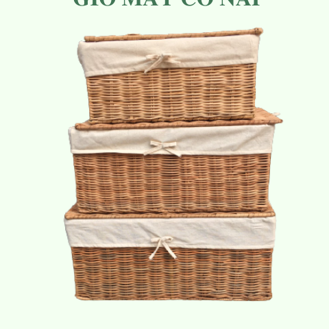 Giỏ Mây Đa Năng Đựng Đồ Có Nắp Lót - Rattan Basket giá 299,000 đang rẻ nhất thị trường