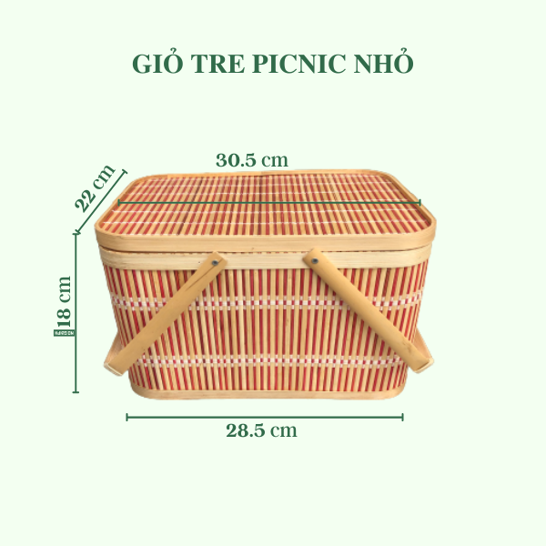 Giỏ Picnic Bằng Tre Tiện Lợi - Giỏ Tre Đựng Đồ Chụp Hình Decor - Picnic Basket giá 160,000 đang rẻ nhất thị trường