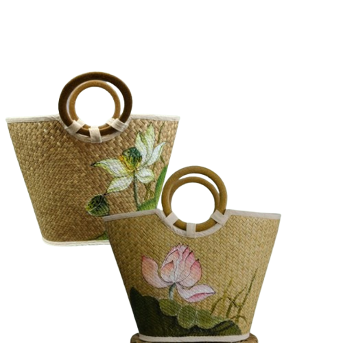 ảnh của sản phẩm Túi xách quai gỗ vẽ hoa sen đẹp số 6