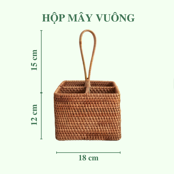 Giỏ Mây Đựng Đồ 4 Ngăn Có Tay Cầm - Rattan Utensil Holder giá 320,000 đang rẻ nhất thị trường