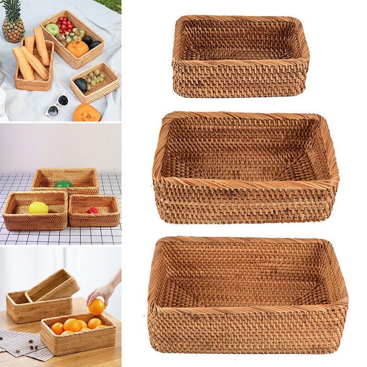 ảnh của sản phẩm Giỏ mây chữ nhật đựng đồ - Rổ mây đựng mỹ phẩm để bàn, decor chụp ảnh sản phẩm số 4