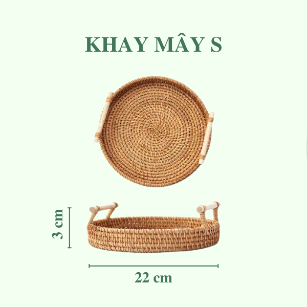 Khay Mây Tròn có Tay Cầm Đựng Đồ Ăn - Khay Mây Guột Trang Trí Decor - Rattan Tray giá 100,000 đang rẻ nhất thị trường