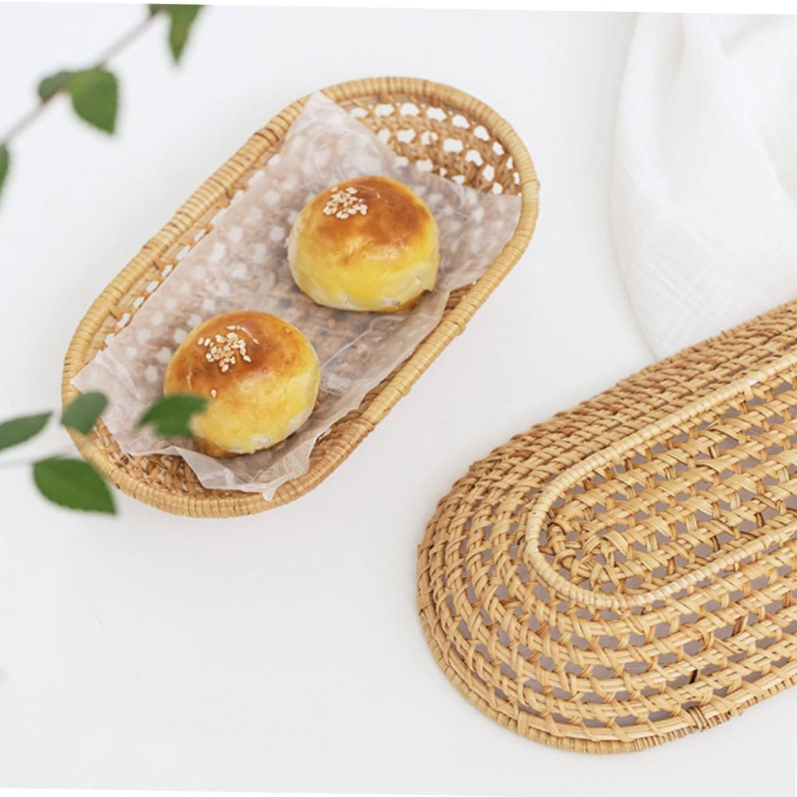 ảnh của sản phẩm Khay mây đựng bánh mì, khoai tây xinh xắn - Dĩa bánh kẹo trưng bày số 5