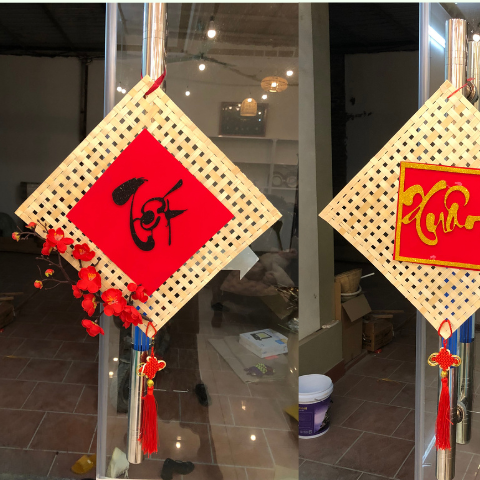 Tấm Treo Trang Trí Tết - Tấm tre treo cửa Tết (nhiều mẫu) - Phên tre, Vỉ tre trang trí, decor giá 10,000 đang rẻ nhất thị trường