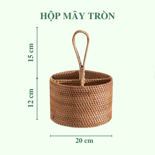 Giỏ Mây Đựng Đồ 4 Ngăn Có Tay Cầm - Rattan Utensil Holder giá 320,000 đang rẻ nhất thị trường
