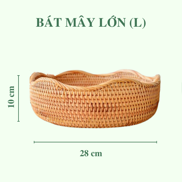 ảnh của sản phẩm Bát Mây Tròn Viền Lượn Sóng - Khay Mây Viền Sen - Rattan Storage Basket số 5