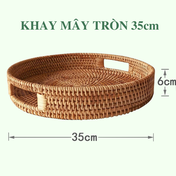 Khay Mây Tròn Lớn 30cm/ 35cm Trang Trí Bàn Ăn giá 200,000 đang rẻ nhất thị trường