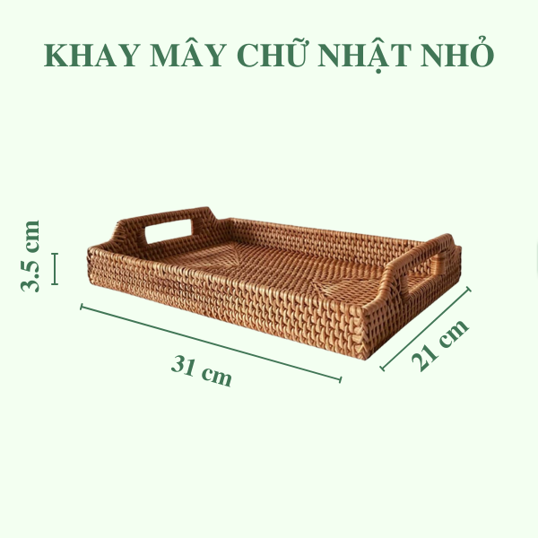 ảnh của sản phẩm Khay Mây Chữ Nhật Tay Cầm Đựng Bình Trà, Đựng Đồ Ăn Trang Trí - Rattan Tray số 6