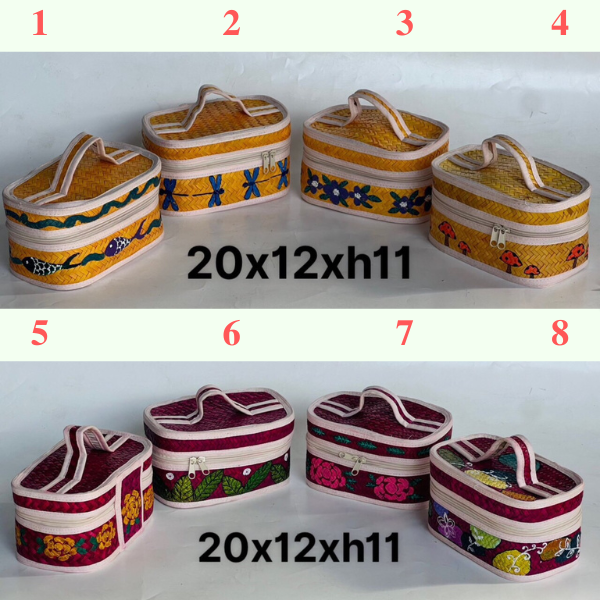 ảnh của sản phẩm Túi đựng mỹ phẩm thời trang - Giỏ xách đựng đồ trang điểm bằng cỏ bàng số 5