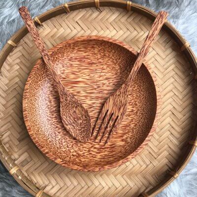 ảnh của sản phẩm Dĩa gỗ dừa hình tròn - Coconut Wood Plate số 5