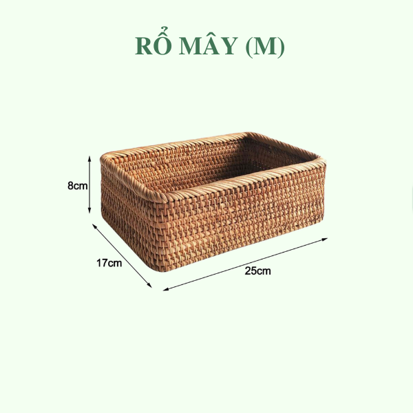 ảnh của sản phẩm Giỏ mây chữ nhật đựng đồ - Rổ mây đựng mỹ phẩm để bàn, decor chụp ảnh sản phẩm số 6