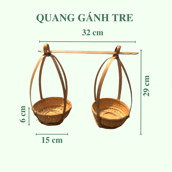 Quang gánh mini trang trí decor dễ thương chụp ảnh - Quang gánh tre mini hun khói giá 80,000 đang rẻ nhất thị trường
