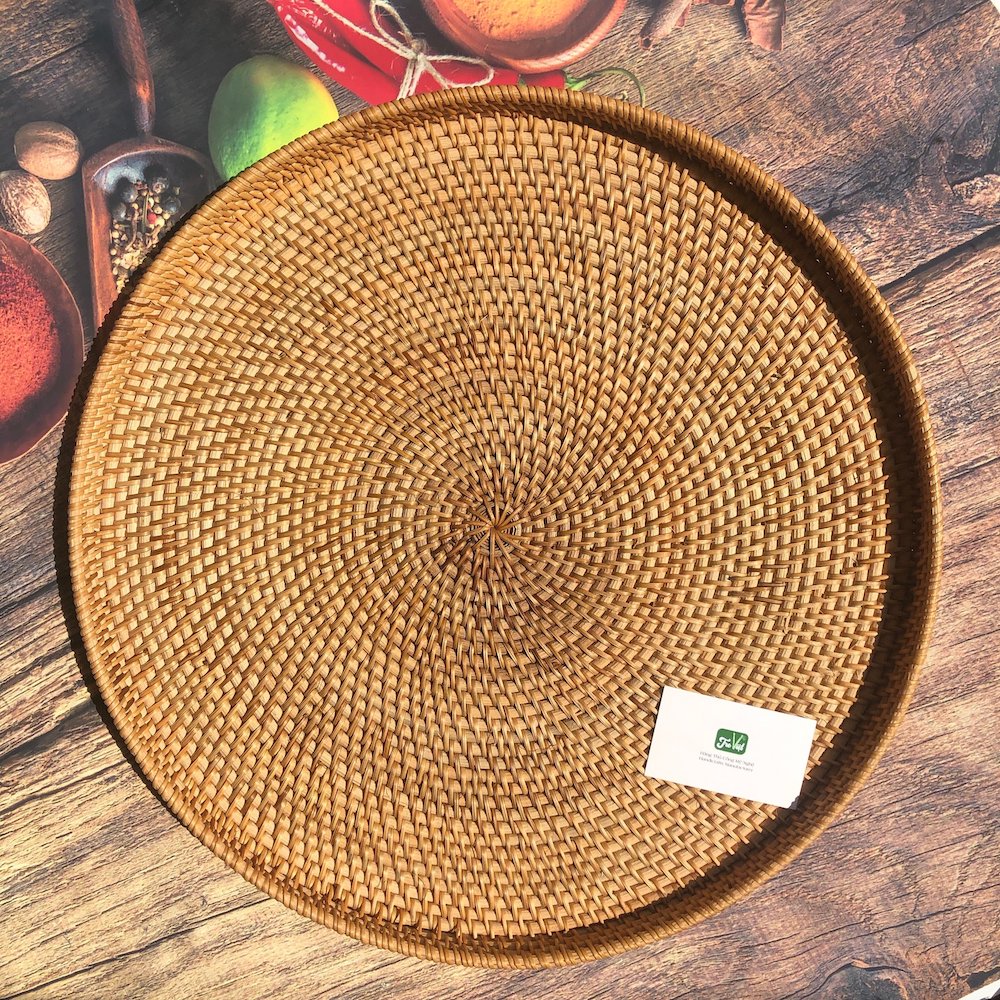Mâm mây ăn cơm vintage - Mâm trang trí đựng đồ ăn 50cm giá 400,000 đang rẻ nhất thị trường
