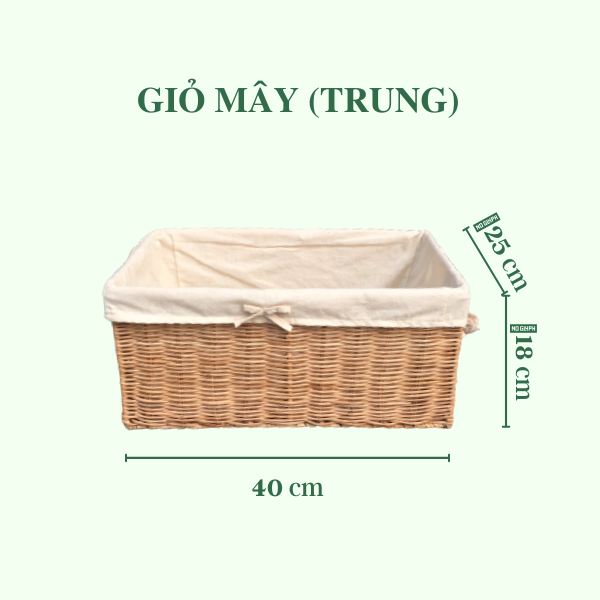 ảnh của sản phẩm Giỏ Mây Đa Năng Đựng Đồ Có Lót - Rattan Basket số 4