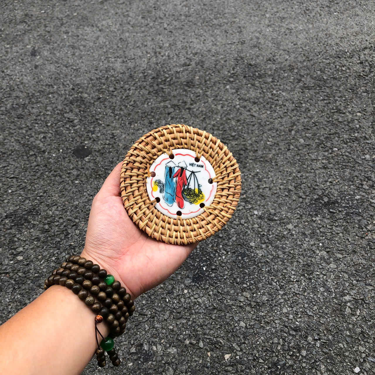 ảnh của sản phẩm Lót mây sứ 9cm làm quà tặng decor xinh xắn (nhiều mẫu) - Ceramic Coaster số 11