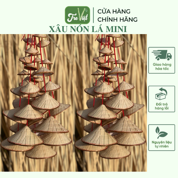 Xâu nón lá mini trang trí phong cách đồng quê - Xâu 5 nón lá mini giá 35,000 đang rẻ nhất thị trường