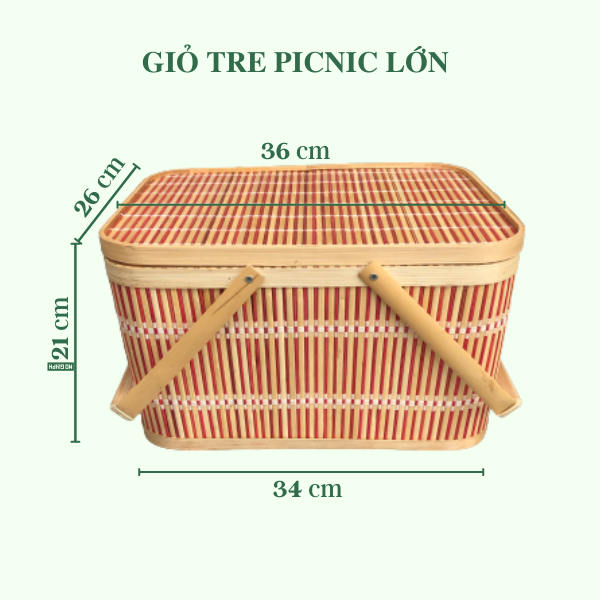 Giỏ Picnic Bằng Tre Tiện Lợi - Giỏ Tre Đựng Đồ Chụp Hình Decor - Picnic Basket giá 160,000 đang rẻ nhất thị trường