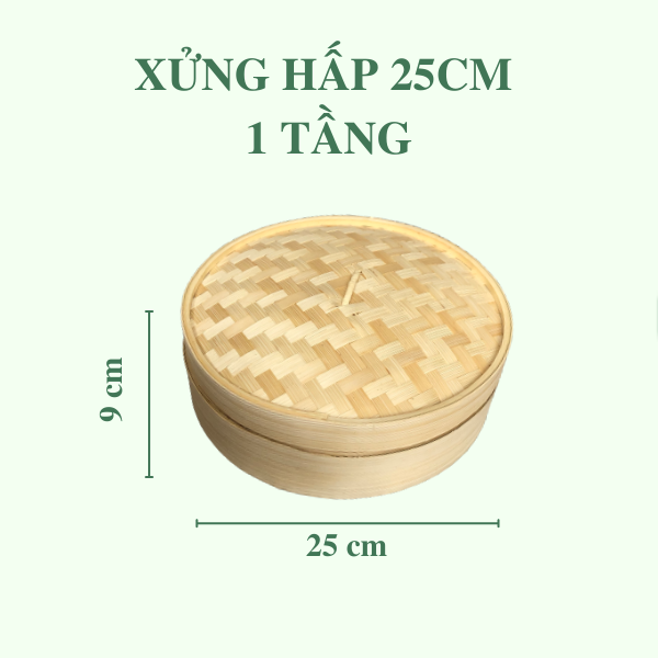 ảnh của sản phẩm Lồng Hấp Tre, Xửng Hấp Bánh Bao Há Cảo 1 tầng 2 tầng - Bamboo Steamer số 5