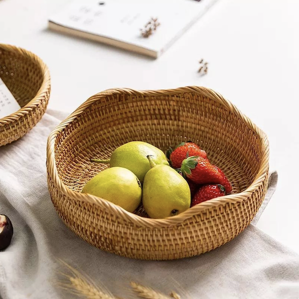 ảnh của sản phẩm Bát Mây Tròn Viền Lượn Sóng - Khay Mây Viền Sen - Rattan Storage Basket số 4