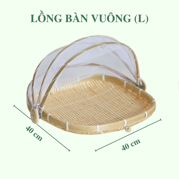 Mẹt Tre Lồng Bàn Vuông / Lồng bàn gấp gọn - Bamboo Food Storage Tray With Lid giá 50,000 đang rẻ nhất thị trường