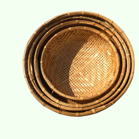 hình ảnh của sản phẩm Rá Tre - Rổ Tre Đan Thưa Hun Khói Cạp Mây dùng Trang Trí, Decor, Đựng Đồ, Chụp ảnh