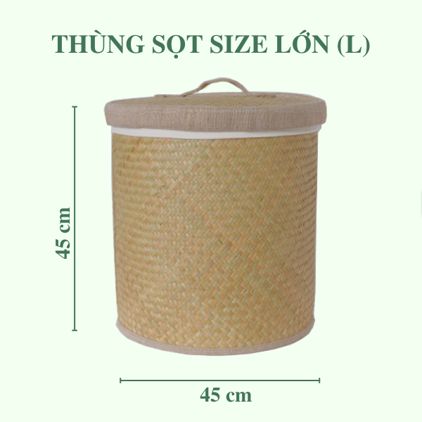 ảnh của sản phẩm Thùng Sọt Tròn Đựng Quần Áo siêu to có vải lót - Thùng Đựng Đồ Bằng Cỏ Bàng số 5
