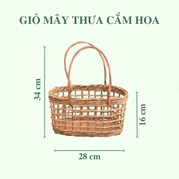 Giỏ cắm hoa bằng mây thưa - Giỏ mây đựng trái cây làm quà tặng giá 69,000 đang rẻ nhất thị trường