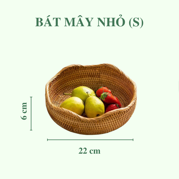 ảnh của sản phẩm Bát Mây Tròn Viền Lượn Sóng - Khay Mây Viền Sen - Rattan Storage Basket số 7