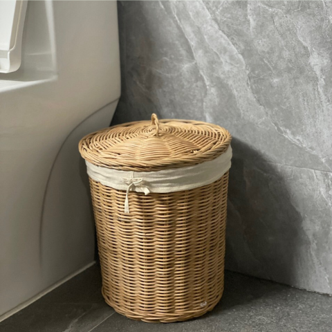 Thùng Sọt Mây - Thùng Rác Mây để toilet có lót nắp và lót vải giá 260,000 đang rẻ nhất thị trường