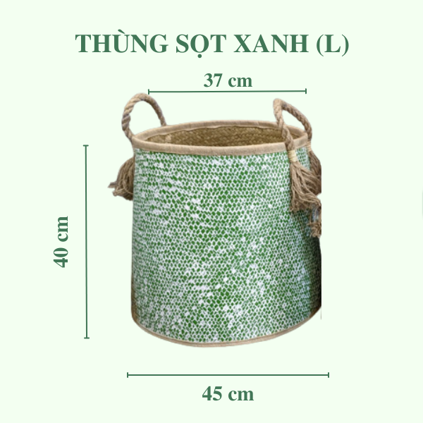 ảnh của sản phẩm Thùng Sọt Đựng Đồ Lớn - Thùng Sọt Cỏ Bàng Sơn Hồng - Xanh số 4