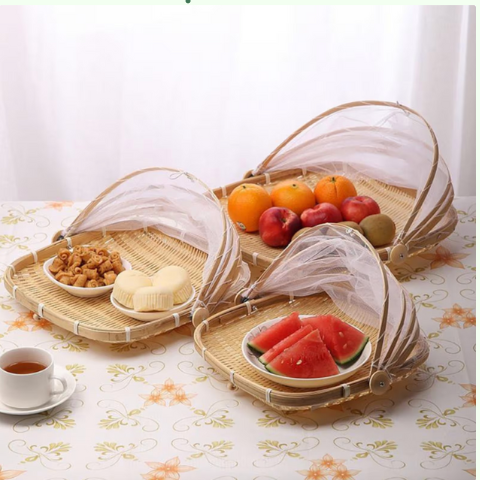 Mẹt Tre Lồng Bàn Vuông / Lồng bàn gấp gọn - Bamboo Food Storage Tray With Lid giá 50,000 đang rẻ nhất thị trường