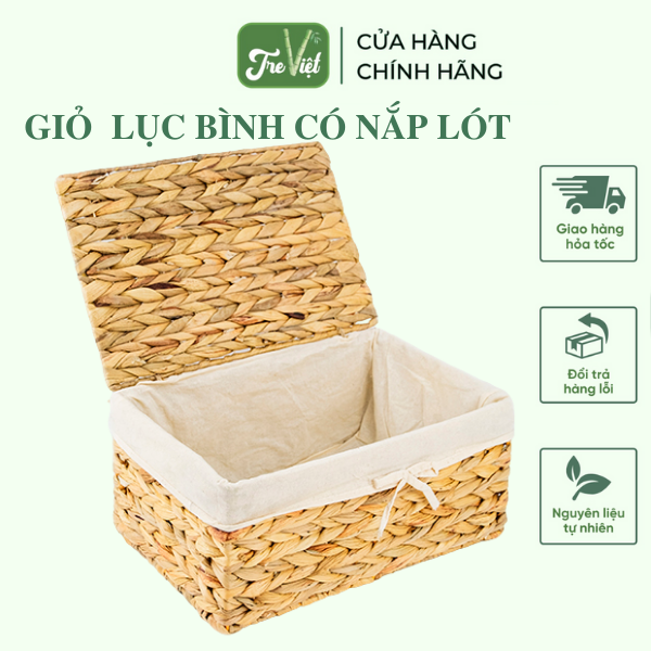 ảnh của sản phẩm Bộ 3 giỏ lục bình đa năng nắp lót số 8