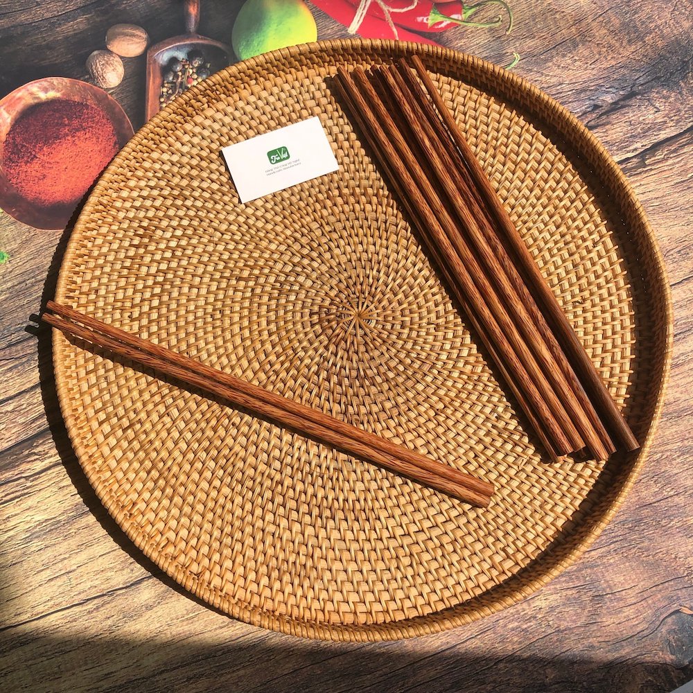 ảnh của sản phẩm Mâm mây ăn cơm vintage - Mâm trang trí đựng đồ ăn 50cm số 5