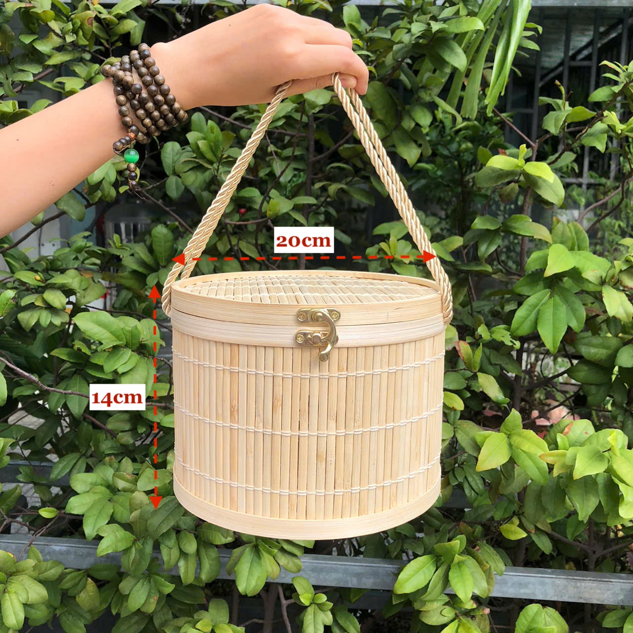 ảnh của sản phẩm Hộp mành tre tròn nhiều màu đựng quà tặng - Giỏ đựng quà đẹp số 12