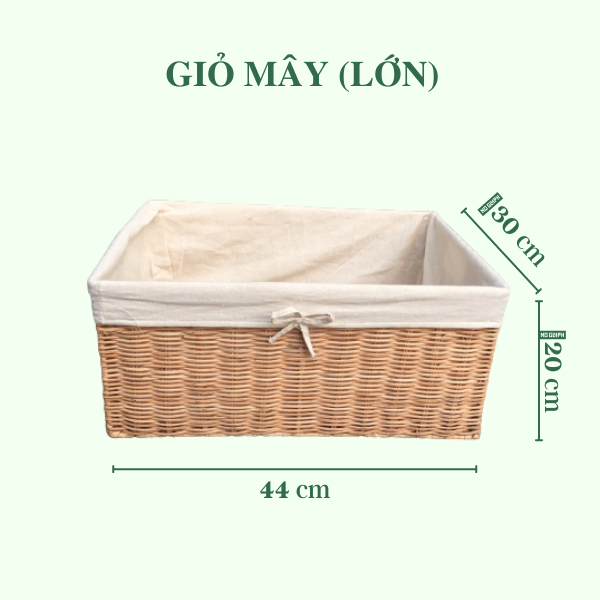 ảnh của sản phẩm Giỏ Mây Đa Năng Đựng Đồ Có Lót - Rattan Basket số 5