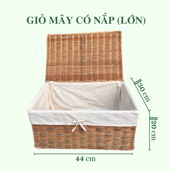 Giỏ Mây Đa Năng Đựng Đồ Có Nắp Lót - Rattan Basket giá 299,000 đang rẻ nhất thị trường