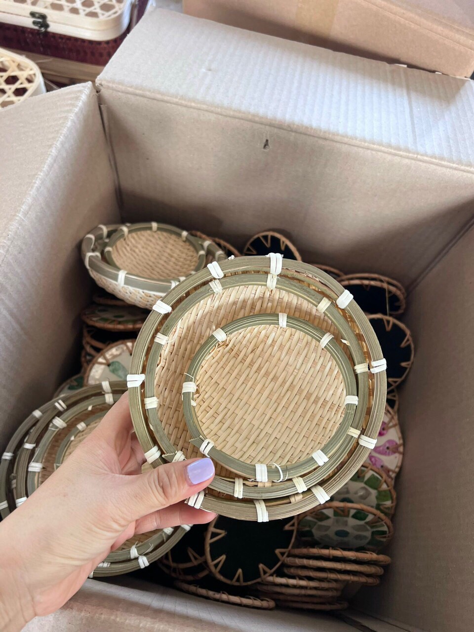 ảnh của sản phẩm Rổ nhỏ decor đựng kẹo/ đồ trang trí - Rổ rá tre nhí mini số 4